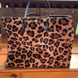 Talbots leopard print calf hair tote bag